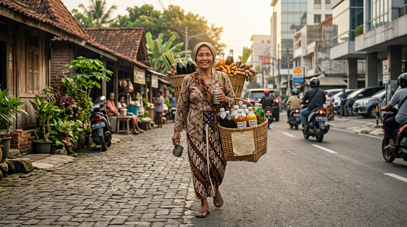 sejarah jamu gendong, tradisi jamu Indonesia, penjual jamu tradisional, resep jamu keluarga, budaya herbal Nusantara